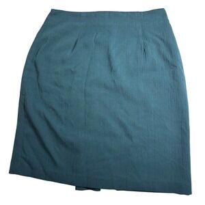 San Moiré Women Teal Pencil Skirt Lined Zip Back Classic Office Career Workwear